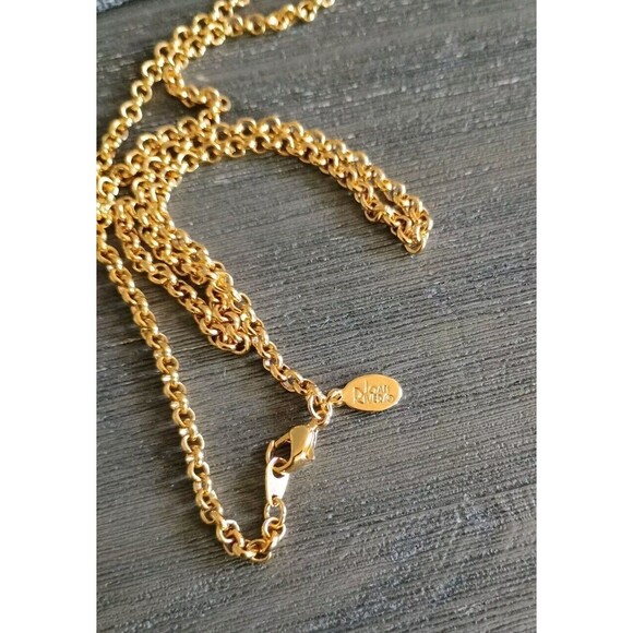 Joan Rivers Gold Tone Snap Rhinestone Flower Necklace Vintage - Picture 5 of 6